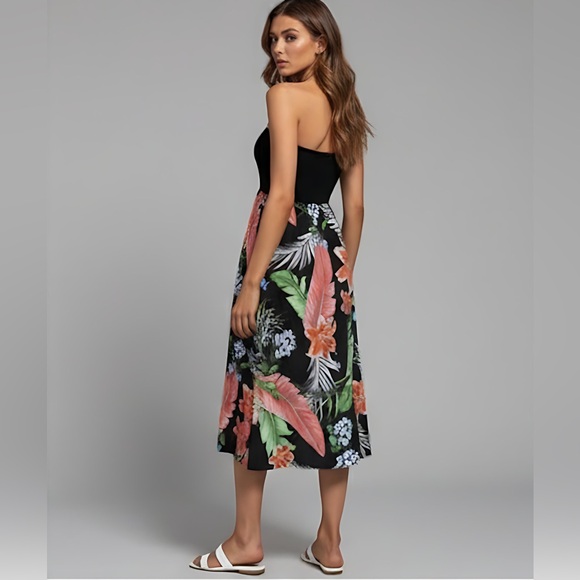 Boho Floral Print Tulip Hem Tube Dress - Picture 7 of 11